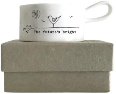 Lescale Furnishings “The Future’s Bright” Porcelain Tea Light Holder with Tealight – Inspirational Candle Gift in House-Themed Box – Small White Porcelain Decor (3x8x5.5 cm)