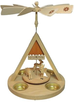 Richard Glaesser Pyramid Deer with Feeding Rack for Tea Light from Seiffen in the Ore Mountains, 15635