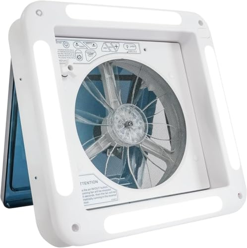OUKANING Wohnmobil-Abluftventilator mit Smart-Sensor 12V, 36cm x 36cm Automatische Dachluke für Wohnwagen Belüftung mit 6 Windstärken, Dachventilator mit reversibler Luftführung & Fernbedienung, inklu