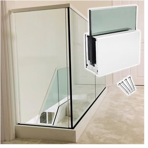 1 pince de fixation en aluminium et verre pour panneaux de 10 à 17 mm – Idéal pour les clôtures de piscine et balustrades – Pince blanche, 0,5 m de long, solution sûre et élégante