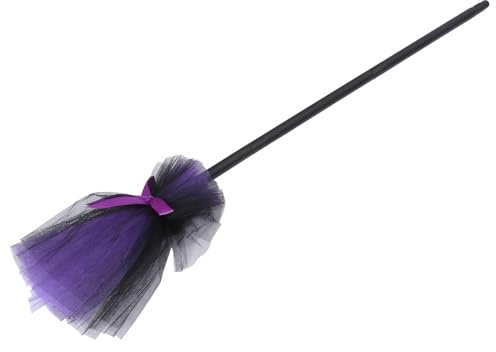 NOLITOY Scopa della Strega di Halloween Viola Accessorio per Spettacoli e Costumi Decorazione per Feste e Cosplay Giocattolo per Strumento Scenico Resistente per Eventi Tematici
