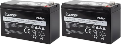 Vultech Batteria Ricaricabile AGM VRLA 7AH 12V Sigillata al Piombo Faston F2 per UPS (Gruppi di Continuità), sistemi di Videosorveglianza, Allarmi, Giocattoli Elettrici,Bici Elettriche