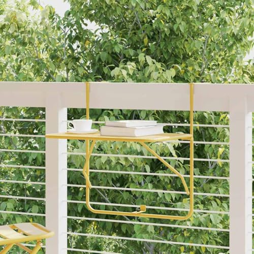 zylophax Balkontisch Golden Stahl 60x40 cm klappbar wetterfest Gartentisch Outdoor Terrassentisch Balkon Loungetisch vielseitig platzsparend