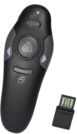 Garsent Presentador Remoto Inalámbrico de 2,4 GHz, Puntero Láser Rojo, Volteador de Páginas, Clicker de Presentación Plug and Play para Computadora Portátil, Rango de Control de 98 Pies