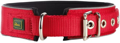 HUNTER Neopren Reflect Hundehalsband | Nylon mit Neopren, Komfortabel und widerstandsfähig, reflektierende Elemente, Farbe: Rot/Schwarz, Größe: 55