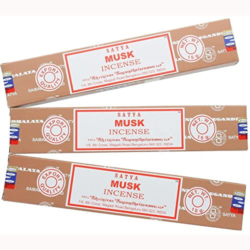 Satya Nag Champa Bâtonnets d'encens musc, lot de 3