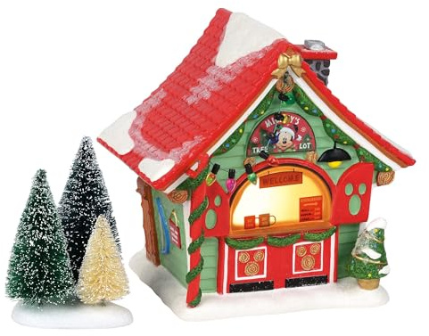 Department 56 Porcelain Disney Village Mickey Mouse Tree Lot Lit Building, 6 Inch, Multicolor