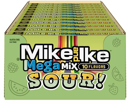 NEW Mike & Ike Mega Mix Sour Gluten Free/ Fat Free Candies Net Wt 5oz (12)