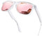 KANASTAL Occhiali da Sole Rosa Specchio Donna Uomo Polarizzati Specchiati Quadrati Montatura Trasparente Alla Moda Retro Vintage Pink UV400 Pink Sunglasses Women -Rosa
