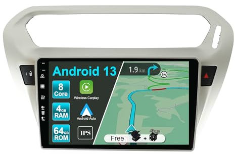 JOYX Android 10 bilradio passar Peugeot 301/Citroen C-Elysee (2012–2018) – [4G+64G] – Inbyggd DSP/Carplay/Android Auto – kamera MIC gratis – 9 tum 2 din WC 4G WiFi DAB fast båt 360-kamera