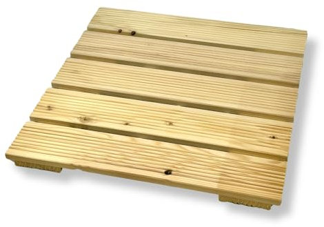 Pedana Doccia Legno, Tappeto Antiscivolo Doccia per Interni ed Esterni, Tappeto di Abete Quadrato a Doghe, Super Resistente, Made in Italy