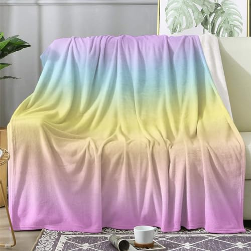 Kuscheldecke Regenbogen Flauschig Decke 130x160 Mädchen Bunt Fleecedecke Sofadecke Couchdecke, Flanell Decken Blanket, Kleine Wohndecke Winter Warm Weich