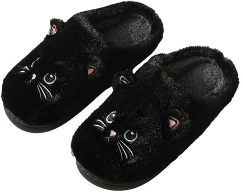 SHAINE House Slippers for Women Men, Fluffy Cute Cat Slippers Memory Foam Cozy Warm Plush Slippers Fuzzy Slip-on Home Bedroom Shoes for Indoor Outdoor