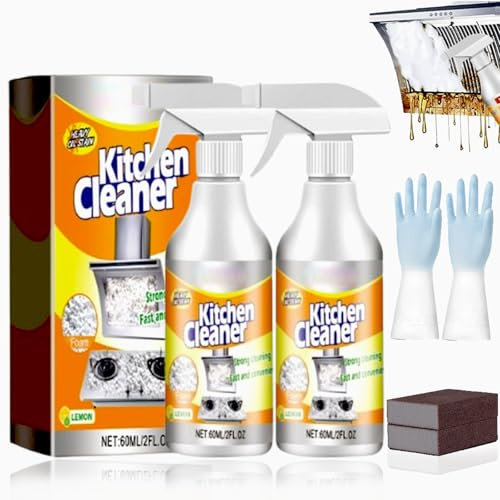 Colreet Küchenschaumreiniger, 2024 Kitchen Küchenschaumreiniger, Colreet Schaumreiniger Küche, Kitchen Cleaner Spray, Powerful Kitchen Foam Cleaner, Schäumender Schwerölfleckenreiniger (2, 60ml)