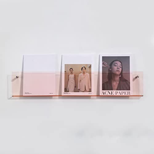 Acryl-Broschürenhalter, transparent, schwebend, Bücherregal für Zeitschriften, transparenter Literaturständer für Zeitungen, Rosa, (B 80 cm)