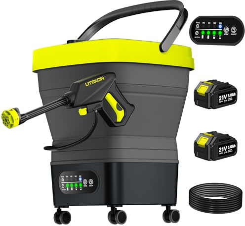 Litekon Cordless Washer,Foldable Washer with 4.5Gal Tank 10FT Hose