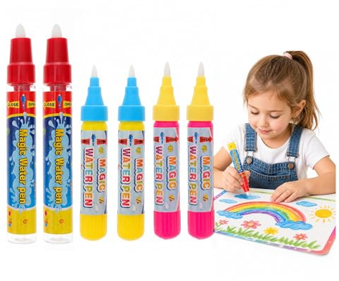 SHINEOFI 6Pc Water Brush Pen Set for Kids Non-Toxic Watercolor Painting Supplies Comfortable Handheld Water Painting Brushes for Children S Art and School Use