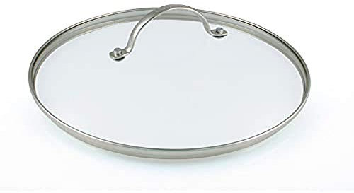 GreenPan Universal Glass Lid with Metal Handle, Stainless Steel Rim -Fits 32 cm Pots & Pans - Transparent