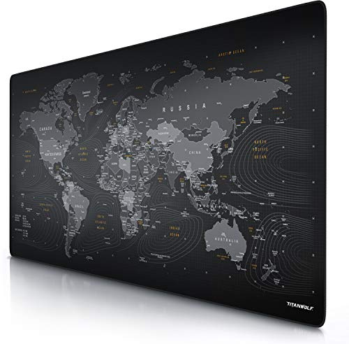 TITANWOLF - Grande Tappetino Mouse da Gioco - XXXL Oversize Mousepad - Dimensione 1200 x 600 mm - XXL Formato Oversize da scrivania e Tavolo - per Mouse e Tastiera - Mappa del Mondo
