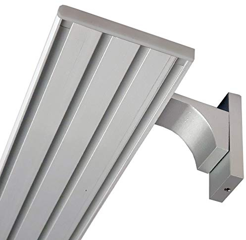 Vorhangschiene Aluminium (inkl. Wandträger) - Silber 4 Lauf 450cm (3x120cm + 90cm) - Flache Gardinenschiene (7mm) - inkl. Vorhanggleiter