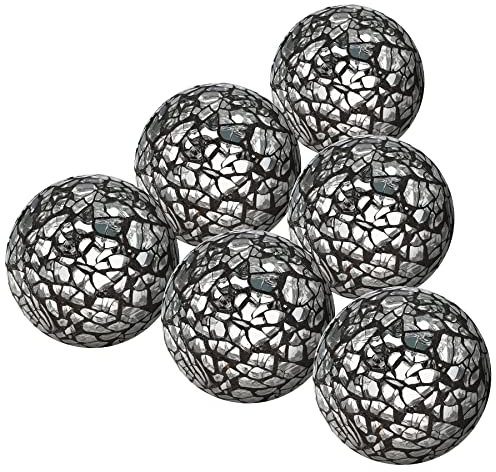 Kepfire 6 Pack Black Decorative Balls for Bowls,8cm Orbs Decorative Ball for Centerpiece,Vase Fillers,Mosaic Glass Balls for Home Decor Christmas Thanksgiving Table Decorations