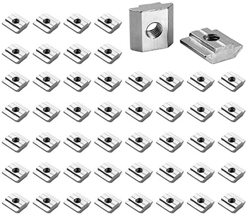 GETLITOOL 50pz Dadi Scorrevoli M6 T-Slot in Acciaio Carbonio EU30 Set 50x Dadi Blocchetti di Scorrimento Filettato M6 per Scanalatura 8mm Serie 30 per Profilo Alluminiale CNC Stampanti 3D
