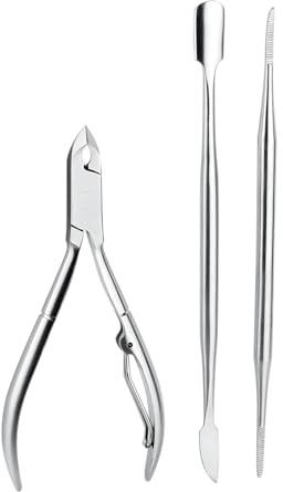 Cuticle Pusher, Cuticle Nipper & File - Professional Nail Cuticle Remover Cutter Clippers Tool for Gel Nail Art Fingernails Toenails - 3 Pieces Manicure Tool Set by Wisse Make Up
