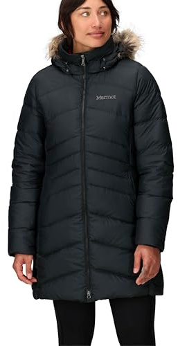 MARMOT Women's Montreal Mid-Thigh Length Down Puffer Jacket, Black, Small