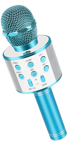 LDERFIV Micro Karaoke Enfant, Microphone Bluetooth Karaoké sans Fil, Micro Enfant pour Chanter 5 6 7 8 9 10 11 12 Enfant Anniversaire Cadeaux