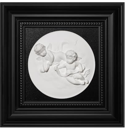 FOLKOR LIFE Framed Black and White Wall Art Sculpture Cherub Angels