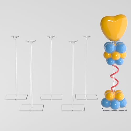 HEKORE 12 Pack 15.75 Inch Clear Acrylic Balloon Stand for Table, with Base and Balloon Stick Holder, Reusable Tabletop Display for Centerpieces and Party Decorations
