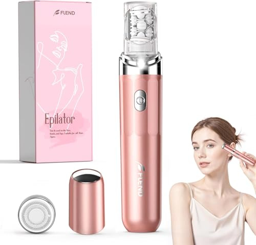 Épilateur pour femme, epilateur visage femme 2 en 1, rasoir epilateur electrique avec lumière LED, 2 têtes de rechange rasoir électrique sans fil, épilateur pour visage, aisselles, jambes