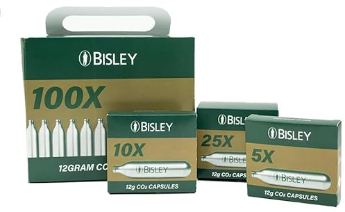 BISLEY 12g CO2 Cartridges for Airsoft Guns – Pack of 50 Non-Threaded Gas Canisters – Steel CO2 Capsules for Airsoft BB Gun, CO2-Powered Devices & Gear