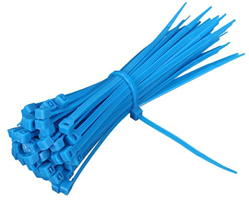 KafTon 100Pack Cable Ties Various Sizes and Colour Nylon Zip Ties (100mm x 2.5mm, Blue)
