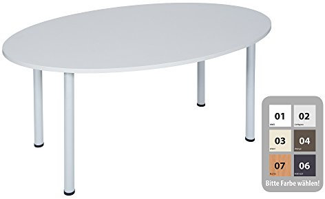Dila GmbH Besprechungstisch Schreibtisch Konferenztisch Oval Tisch Büromöbel Schreibtische (Weiß, 160 x 100)
