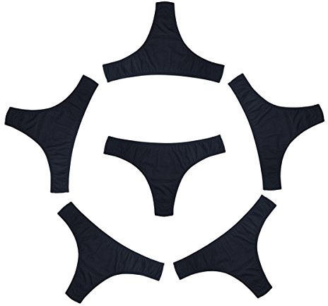KNITLORD 6er Pack String Tanga Damen Baumwolle Unterhosen Atmungsaktive Unterwäsche Frauen Weich Panties Mehrpack - Schwarz L