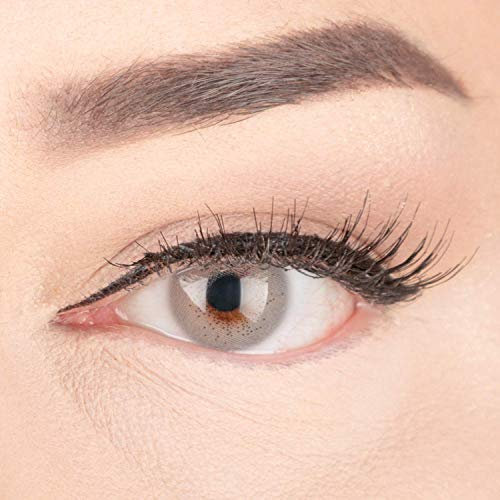 Sehr stark deckende und natürliche graue Kontaktlinsen SILIKON COMFORT NEUHEIT farbig „Lacey Gray“ + Behälter von GLAMLENS - 1 Paar (2 Stück) - DIA 14.50 - ohne Stärke 0.00 Dioptrien
