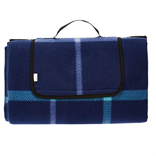 Amazon Basics Coperta da picnic con retro impermeabile, Studio, 150 x 195 cm, Blu Scuro