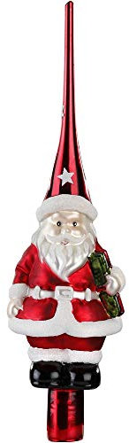 Magic Christbaumspitze Formspitze Weihnachtsmann 28cm Glas Santa rot