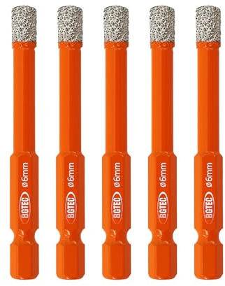BGTEC Dry Diamond Drill Bits 5pcs 1/4 with Quick Change Hex Shank for Granite Marble Porcelain Tile Ceramic