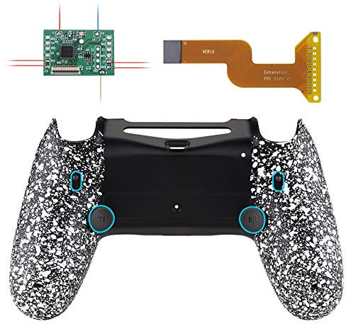 eXtremeRate DAWN2.0 FlashShot Trigger Stop Remap Kit für ps4 CUH-ZCT2 Controller,DIY-Ersatz Hülle Gehäuse&Upgrade-Board&2 Rücktasten&2 Trigger Lock für ps4 Controller JDM040/050/055-Texturiert-Weiß