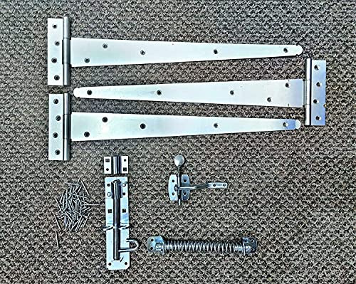 Kit de fijación para puerta de 18 450mm T Bisagras (3) Juego de pernos de cierre de resorte de zinc