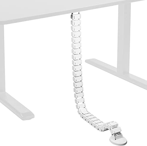 VIVO Kabelmanagement-Set für Schreibtisch, Verstellbarer Quad-Eingang, Kabelschutzabdeckung, Flexibler Kabelk für Zuhause, Büro, Sitz, Stehen, Arbeitsplatz, Weiß, DESK-AC01C-W