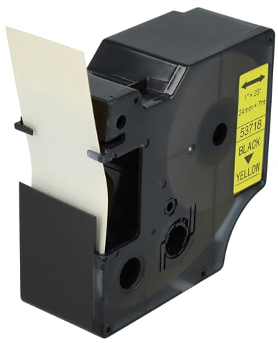 vhbw Schriftband-Kassette Ersatz für Dymo D1 | 53718 für Etiketten-Drucker 7m x 24mm Schwarz auf Gelb