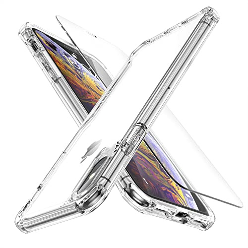 ORETECH für iPhone XS Max Hülle mit 2 Schutzfolie, Durchsichtig | Militärschutz Stoßfeste Kratzfeste Transparent Rückseite Handyhülle für iPhone Xs Max
