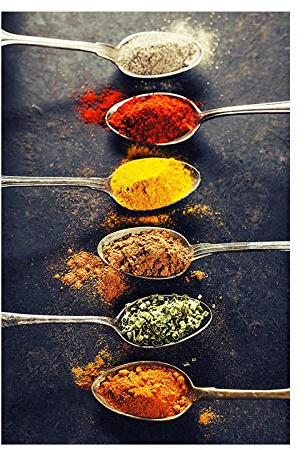 Tongda Decor Grains Épices Poivrons Cuillère Scandinave Toile Peinture Affiches et Gravures Cuisine Mur Art Nourriture Photo Salon 55x80cm Sans Cadre
