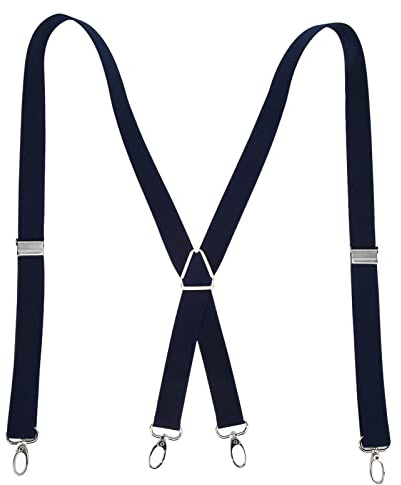 TOPINCN Mens Suspenders Pants Suspenders Strap Hook Adult Hook Type Cross 1.0X43.3In 2.5X110Cm Men Suspenders Trousers Buckles (Navy Blue)