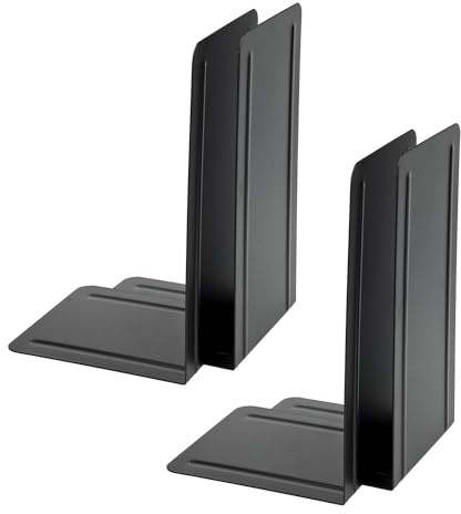 Alco-Albert 4303-10-4 - serre-livres en métal, 4 pièces, noir, 14 x 24 x 13 cm, pour l'école, le bureau et la maison