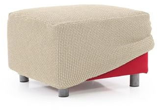 FAVERTI® Super elastischer Sitzsack, quadratisch, 40 bis 60 cm Seitenlänge, Modell Novelle, Beige, hochwertiger Schutz aus Jacquardgewebe, Baumwollgefühl, quadratischer Ottoman-Bezug