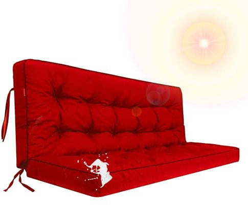 RUYICZB Bankauflage Für Gartenbank, Polsterauflage Für & Hollywoodschaukel, Gartenschaukelkissen, Sitzkissen & Rückenkissen, Gesteppt, 140X50x10cm Auflage Für Sitzbank,Rot